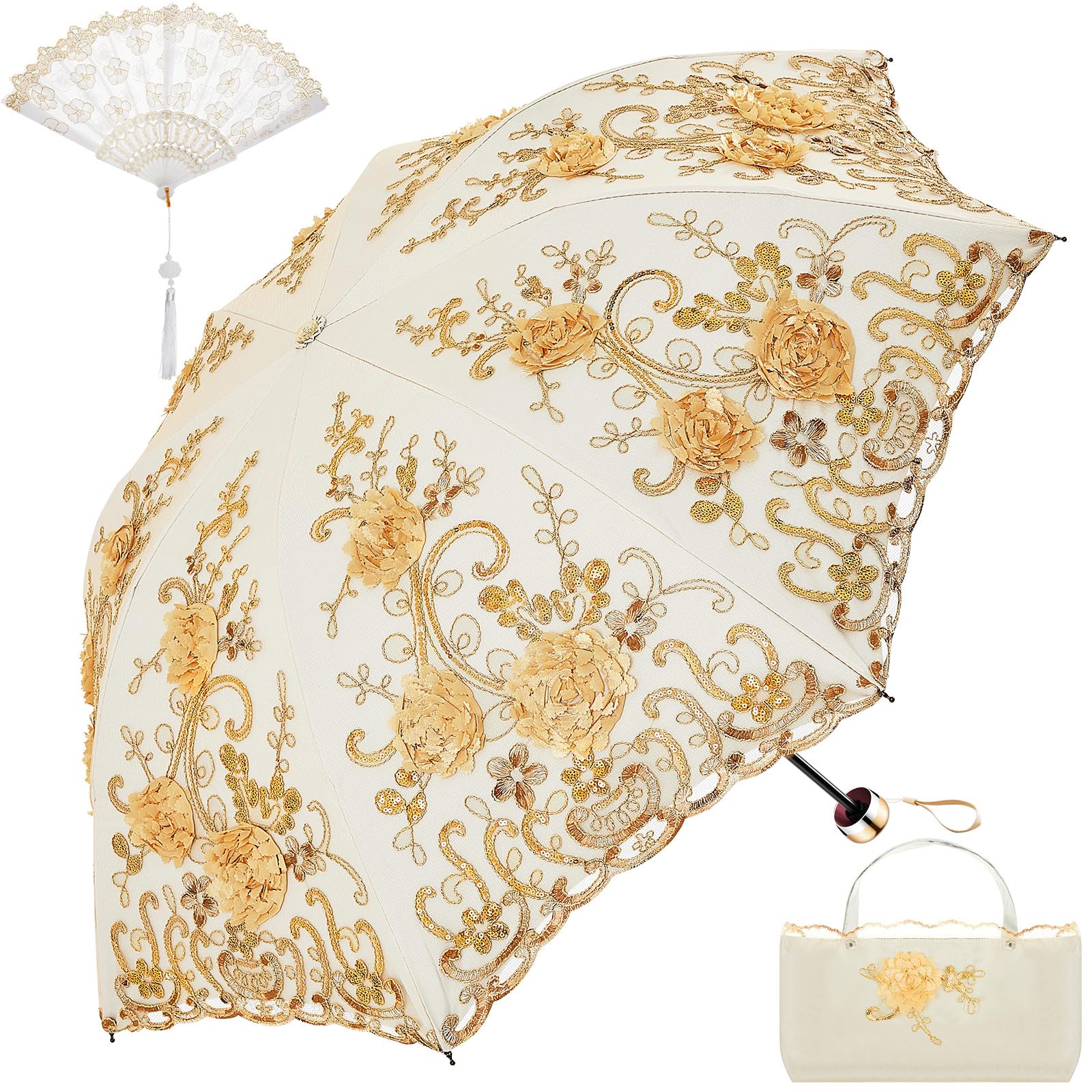 Amazon.com: Clysee Floral Lace UV Sun Parasol with Lace